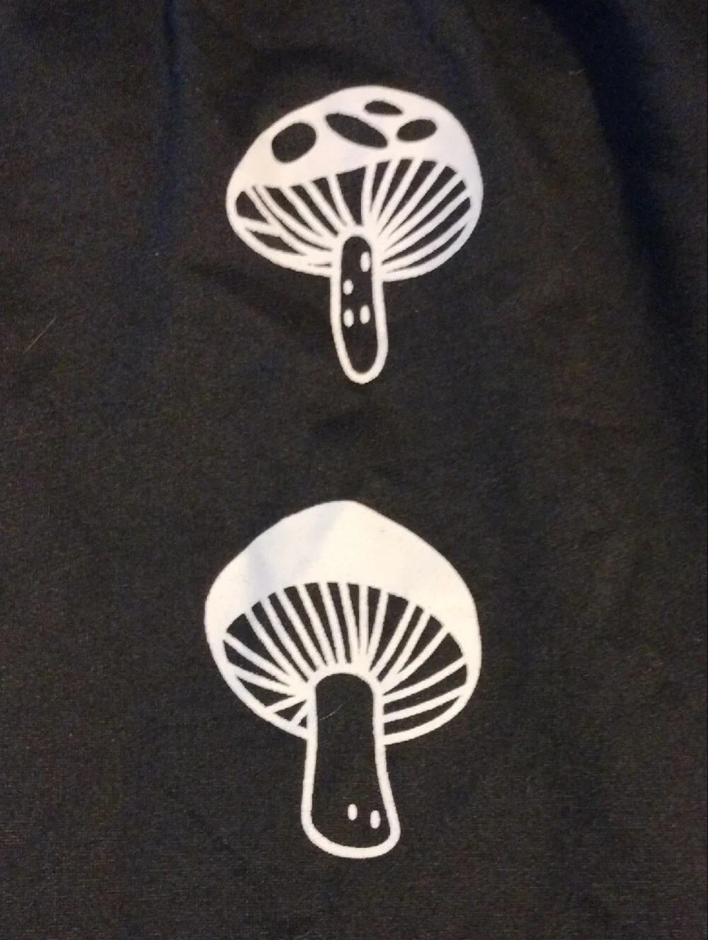 SHEIN Black Joggers with White Mushroom Motif